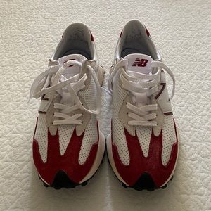 New balance 327 white leather/red